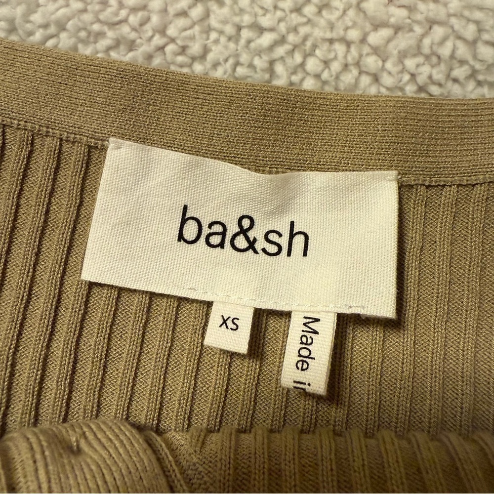 ba&sh Beige Cubalt Ribbed Knit Button Front Crop Tank Top - Picture 6 of 11